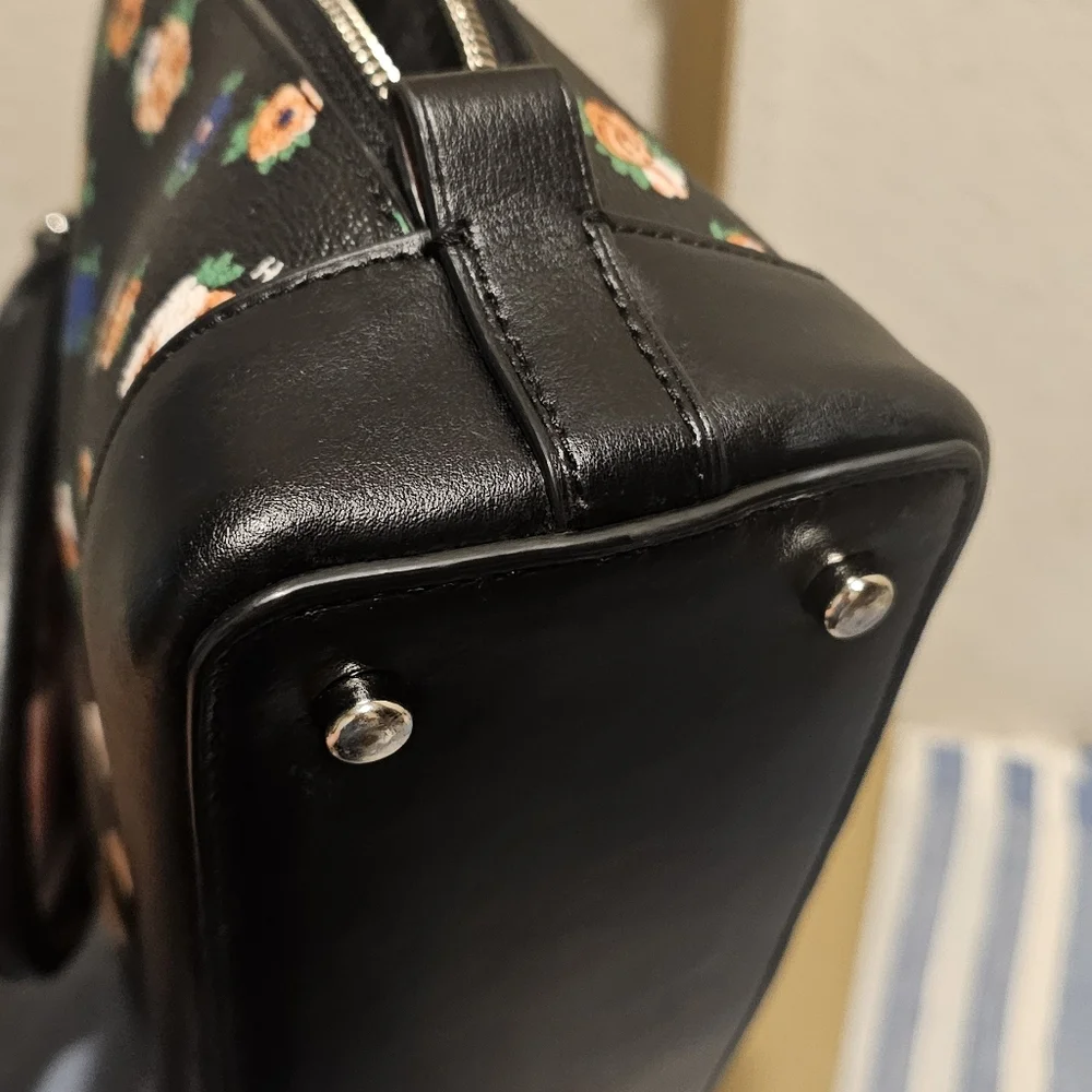 Coach Black Floral Satchel - Picture 3 of 6